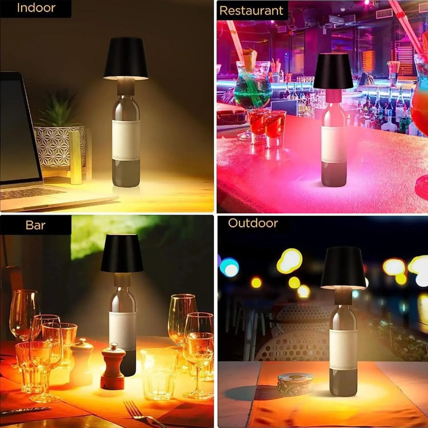 Bottle Light LED Wireless Cordless Rechargeable 1200Mah Battery Lampe de Table Sensor Touch Control DIY RGB LED Light For Decor