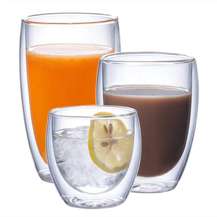 High Borosilicate Double wall tumbler whiskey Transparent glass