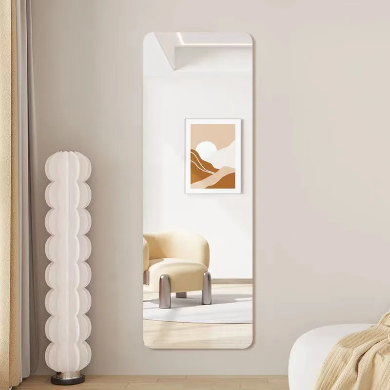 Acrylic Soft Wall Mounted Self-adhesive Sticker Dressing Full Body Household Home Decoration Fitting Long Mirror Cosmetic Silver