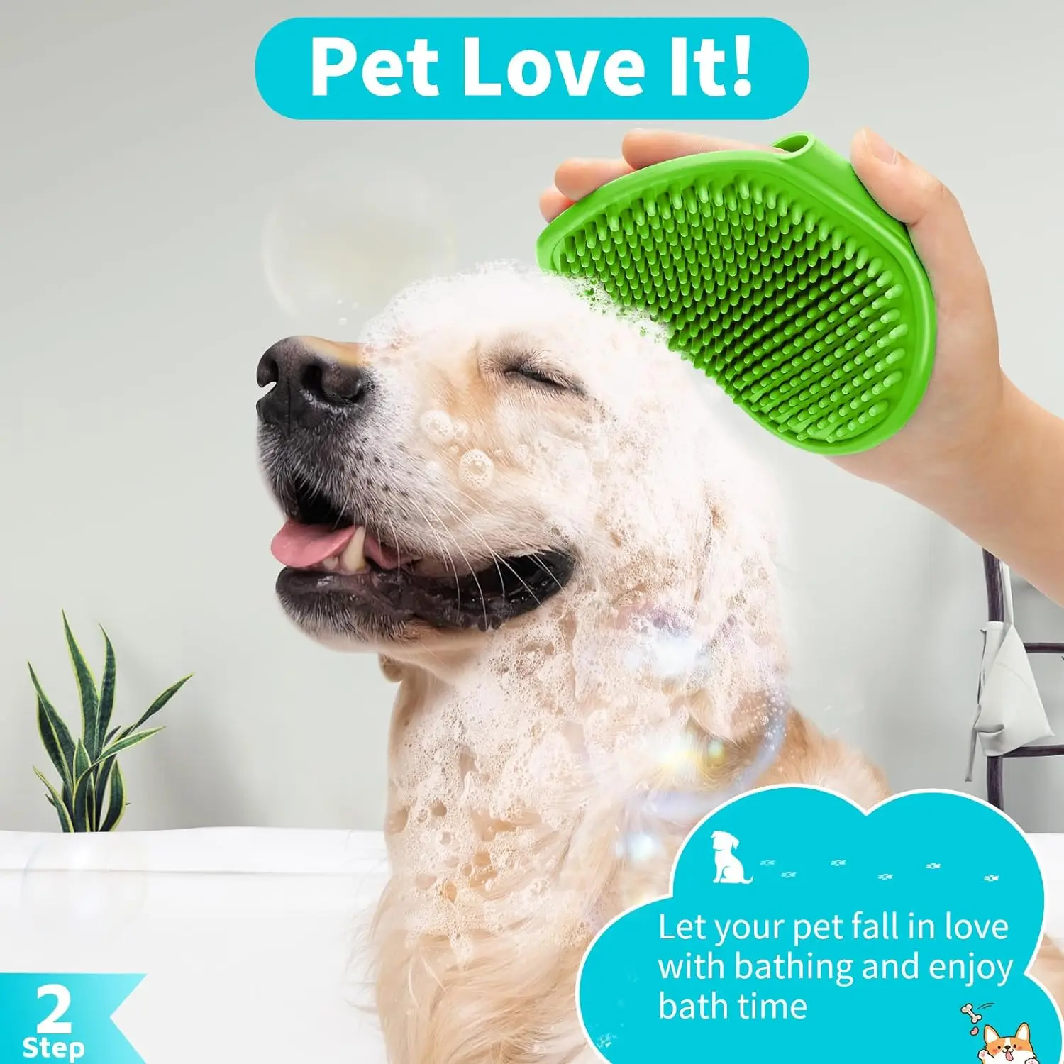 Professional Pet Bathing Tool Silicone Dog Scrubber Brush for Bath Time Nonslip Pet Grooming Massager Pack of 3 Brushes