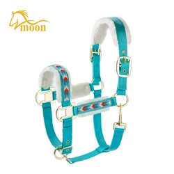 Top Quality Horse Driving Harness Set with Soft Padded Nylon Horse Racing Halter with Rein Pink Black Green Print