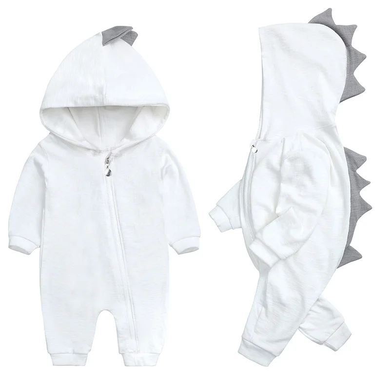Cute style halloween dinosaur hooded baby romper jumpsuit clothes long sleeve solid baby costume newborn outfit