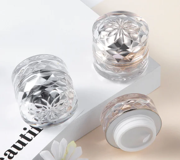 7g acrylic gold silver double wall luxury diamond jar with inner lid for eyecream essence cream