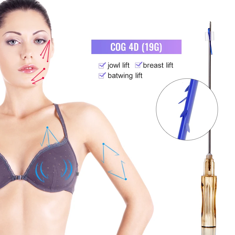 High quality korea hilos tensores para el rostro w canula cog 19g 100mm barbs lifting pdo thread for face lift