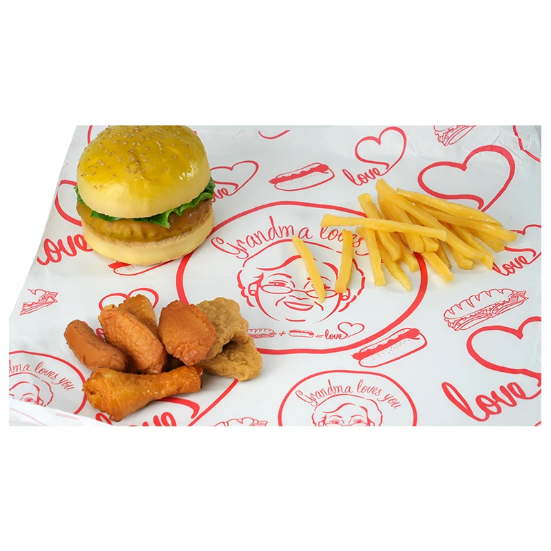 Custom Printed LOGO Oil Proof Food Wrapping Packaging Hamburger Burger Biodegradable White Greaseproof Sandwich Paper