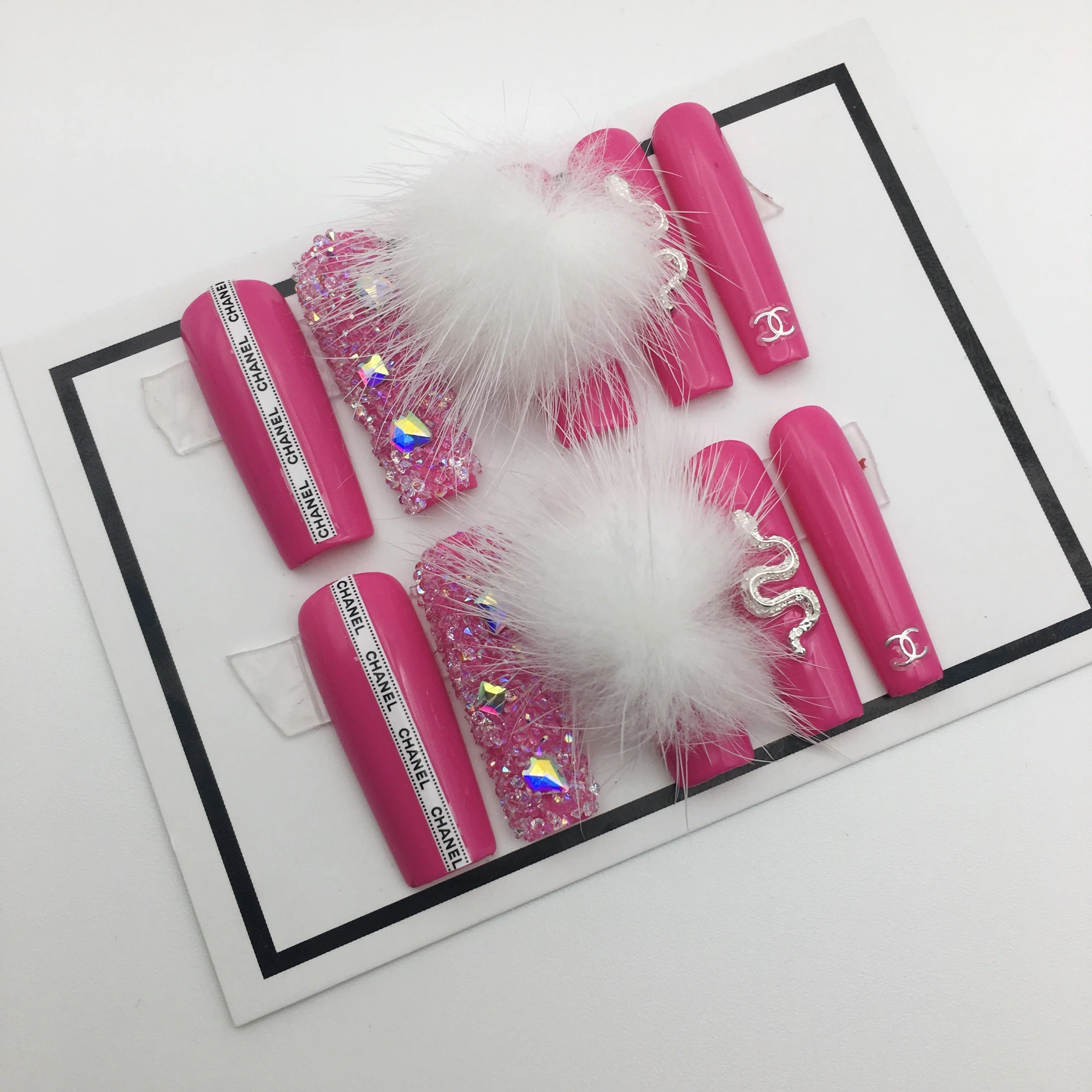 New Discount Custom False Nails Luxury Long Coffin French Ballerina Press On Nails For Women