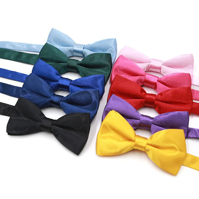 Mens Solid Stain Color Two Layer Pre-tied Adjustable Neck Strap Bow Tie Cheap Bow Ties