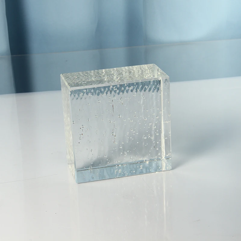 Clear and transparent bubble glass bricks are used in the partition decoration wall tiles of the hotel lobby conference room