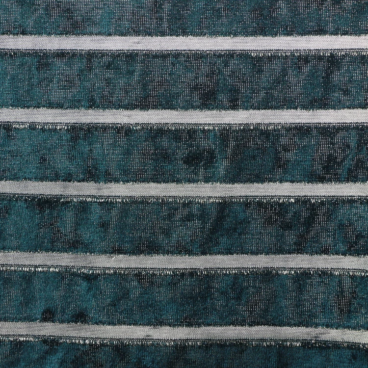 Crush Velvet Fabric 85 Polyester  10 Silver Yarn 5 Spandex Knit Weft Korea Jacquard Stripe Burn out Crush Velour Velvet Fabric