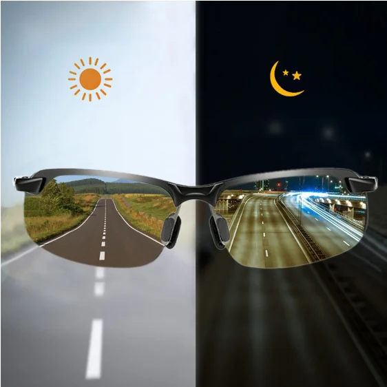  Photochromic Sunglasses Men Polarized Driving Chameleon Glasses Male Change Color Day Night Vision