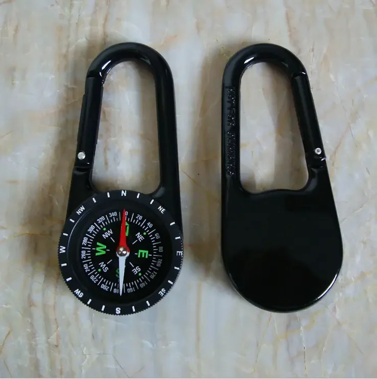 New Zinc Alloy Carabiner Compass Outdoor keychain compass climbing hiking