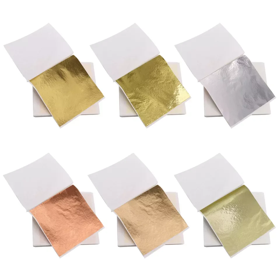 Low Price Taiwan Gold Leaf Metallic Leaf for Nail Arts Painting Furniture Sculpture Decor Gilding Alloy Gold Foil Sheet