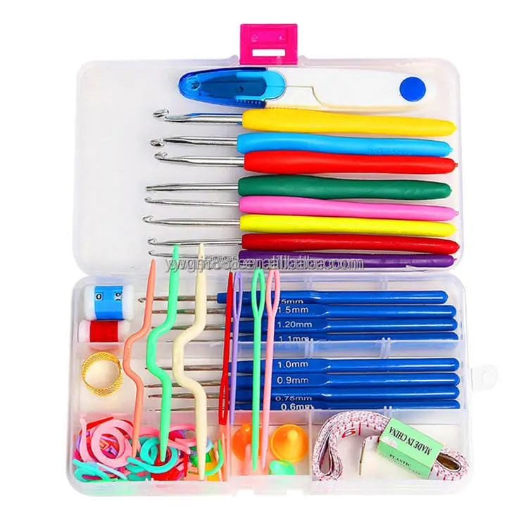57 in 1 Full Set 16 sizes Crochet Hooks Needles Stitches Knitting Craft Case Weaving Tools Sewing Tools