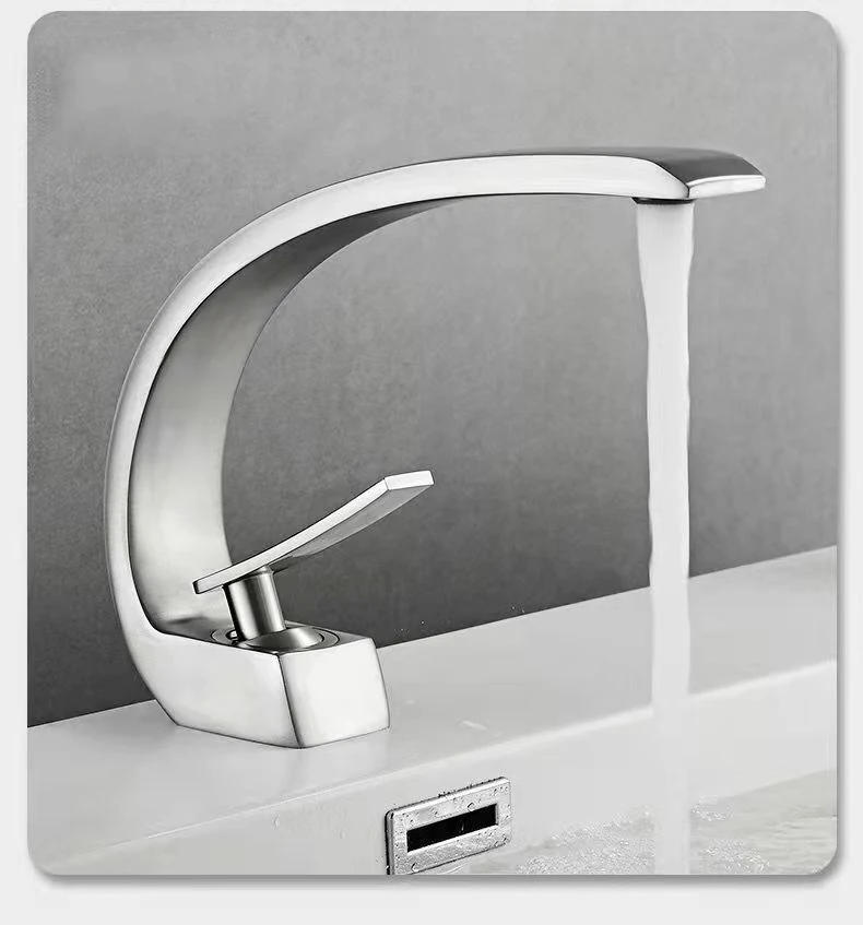 Curve Design Chrome and Multicolored Brass Bathroom Faucet Basin Sink Faucet Single Handle Cold and Hot Mixer Taps Beautiful