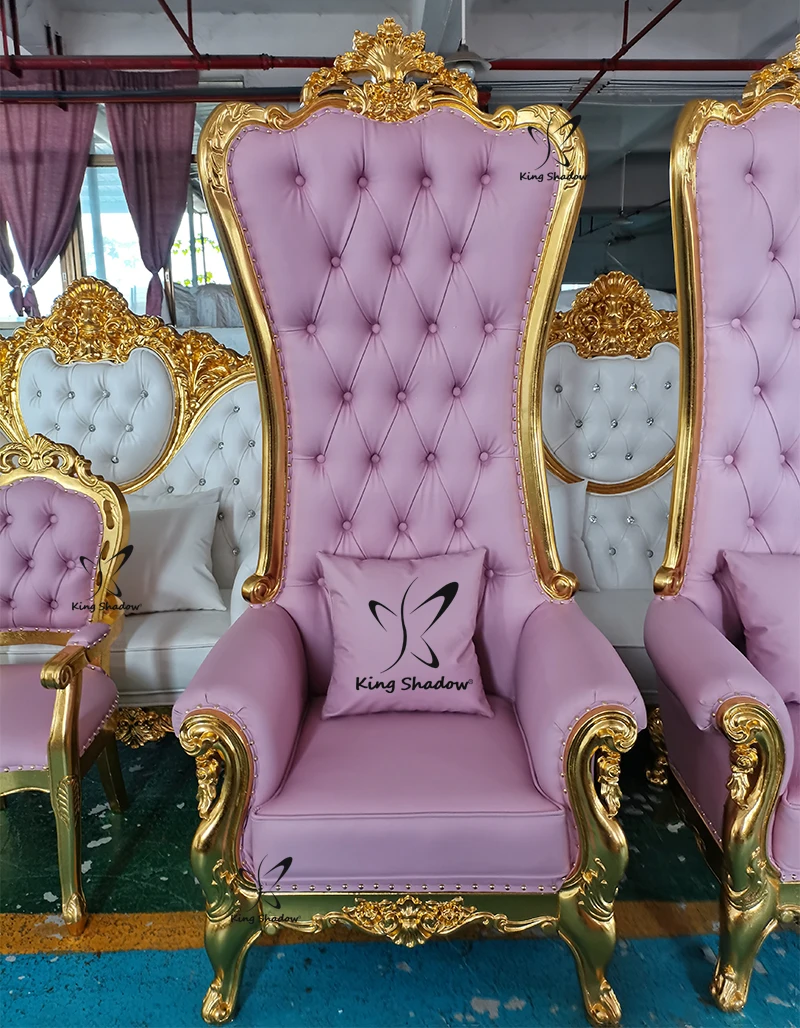 Популярные свадебные диваны с высокой спинкой диван для мероприятий Королевский стул гостиничные розовые престольные стулья бархатный
