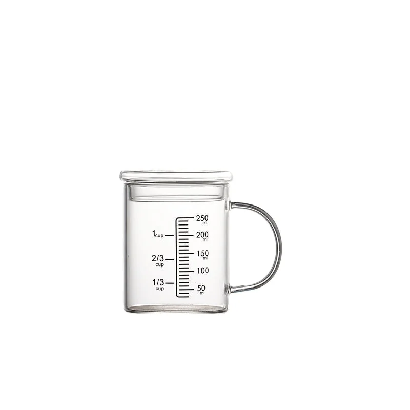 Hot Sale Wholesale Custom Logo 100ml 150ml 200ml 250ml Coffee Milk Juice Graduated Beaker Glass Cup with Measurement