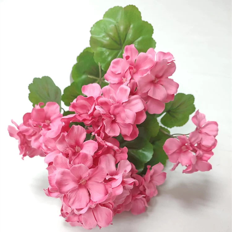 Hot selling Geranium 9 Bush christmas flowers artificial wall backdrop artificial flowers decor