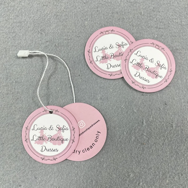 Custom Hang Tags Clothing Small Round Paper Tags For Clothes Hanging Hang Tags With Strings Logo Printed