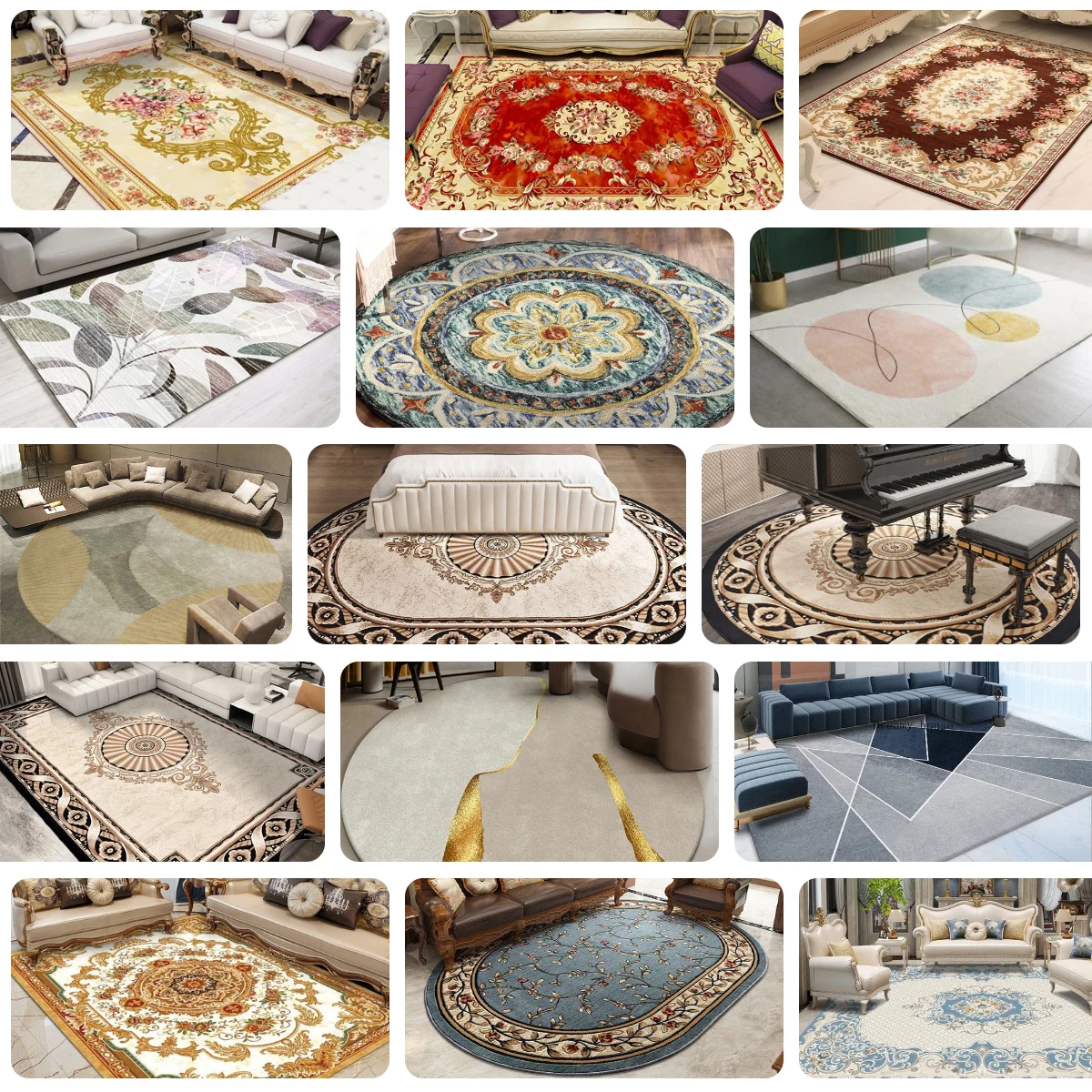 Modern 3D Printed Polyester Floor Carpet Large Washable Plush Living Room Rug Factory Wholesale Colorful Traditional Style