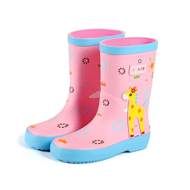 Wholesale Kids Glossy Boot Cute Cartoon Waterproof Rubber Durable Shoes Kids Rain Boots