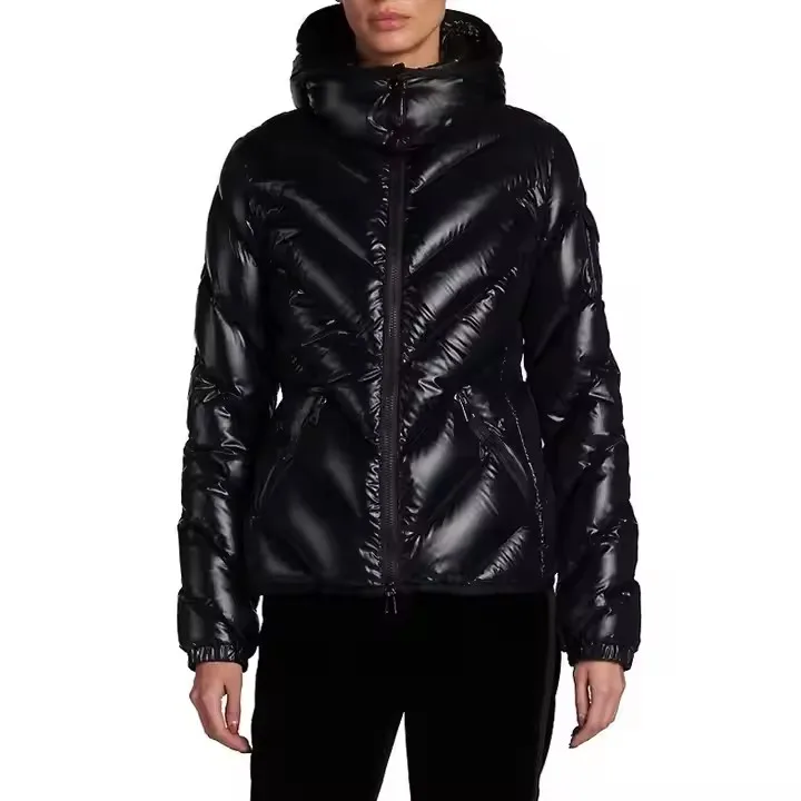 OEM Custom Ladies White Duck down Jacket Wholesale Winter Quilted Coat with Bubble Hood Long Padding Puffer Jacket