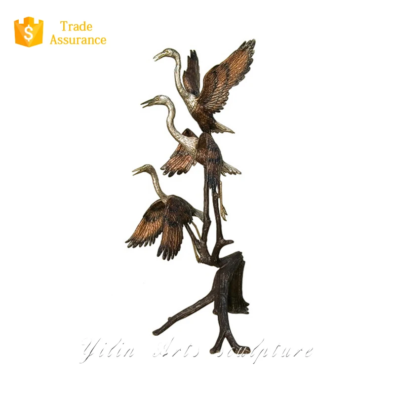 Bronze Metal Crane in Garden Sculpture Bronze Bird Statue