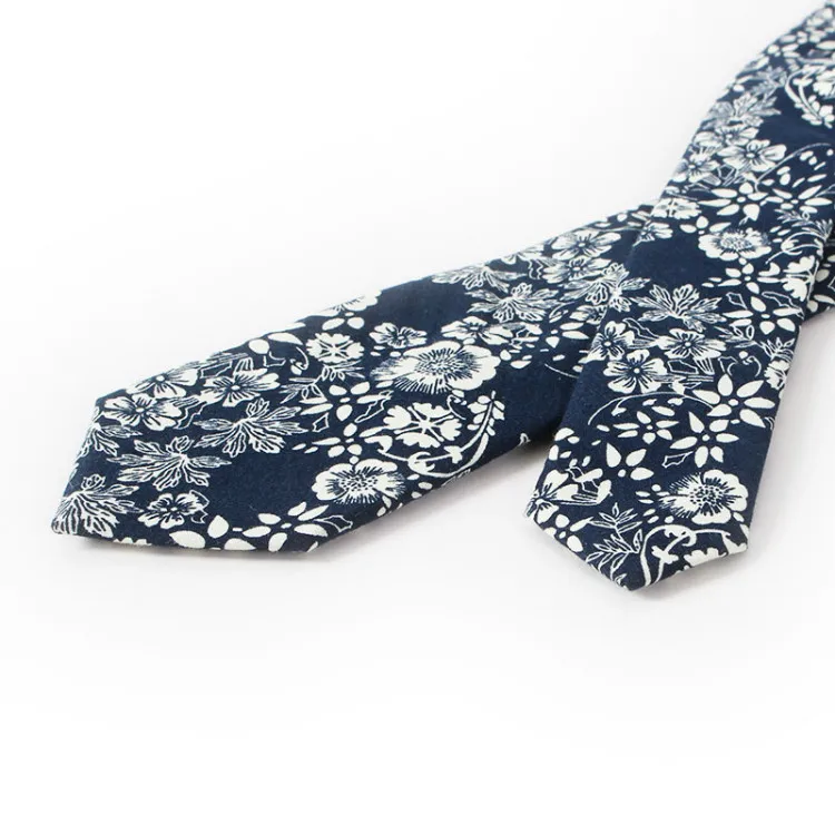  Оптовая торговля в наличии с цветочным принтом цветочек печатных галстук 6 см повседневные костюмы из хлопка узкие галстуки для мужчин