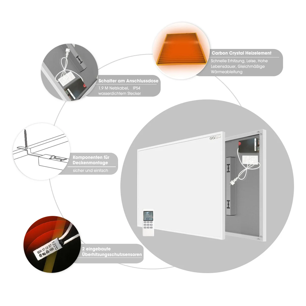 Remote Control Ceiling Heating  Programmable Thermostat Electric Heater Panel