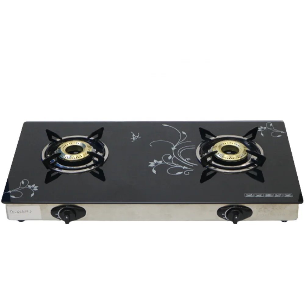 Nigeria Hot Sale Top 10 brands Yukee tempered glass Cooktop Double burner Gas Stove Cooker Make In China