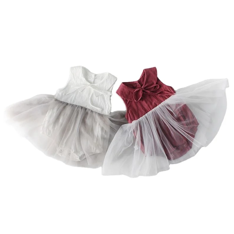 
Amazon Hot Sale Babies Girls Cute Party Dress Baby Girl Wedding Sleeveless Dress 