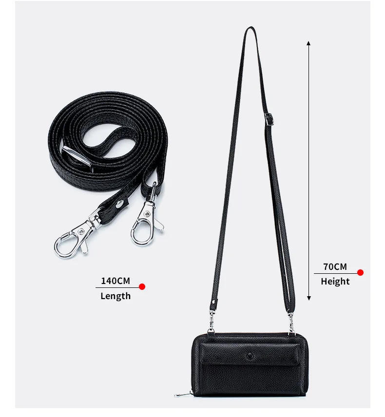 First Layer Genuine Leather Touch Screen Messenger Shoulder Bag Cell Phone Purse Wallet Case Waterproof Crossbody Handbags