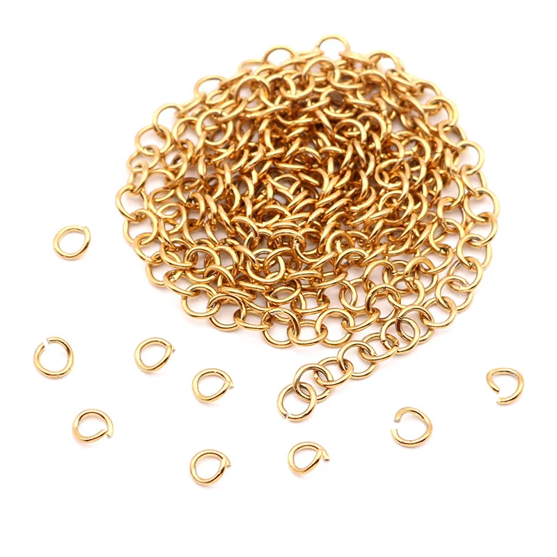 1 meter/set Gold Stainless Steel Jump Ring Open Loop Rings Connectors for DIY Earring Bracelet Necklace Jewelry Making
