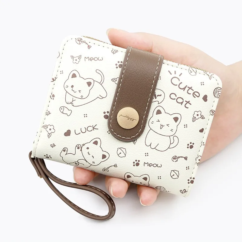 New Cute Kitten Girls Wallet Short Zipper Coin Purse cCat Wallet Fashion Versatile Purse for Women