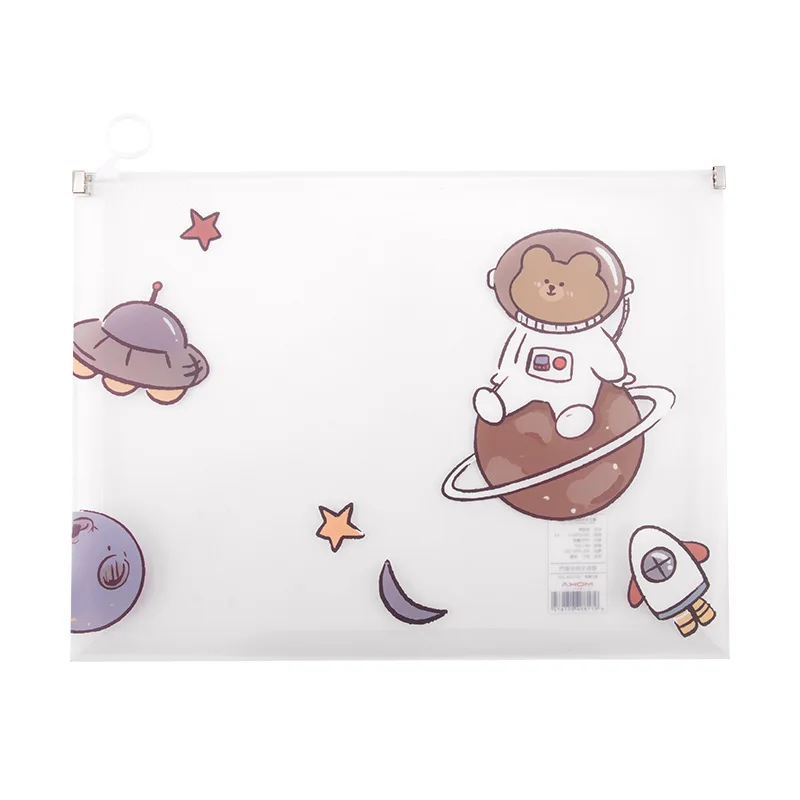 Transparent A4 Waterproof sliding bag PP Student test paper buggy bag file bag thickened