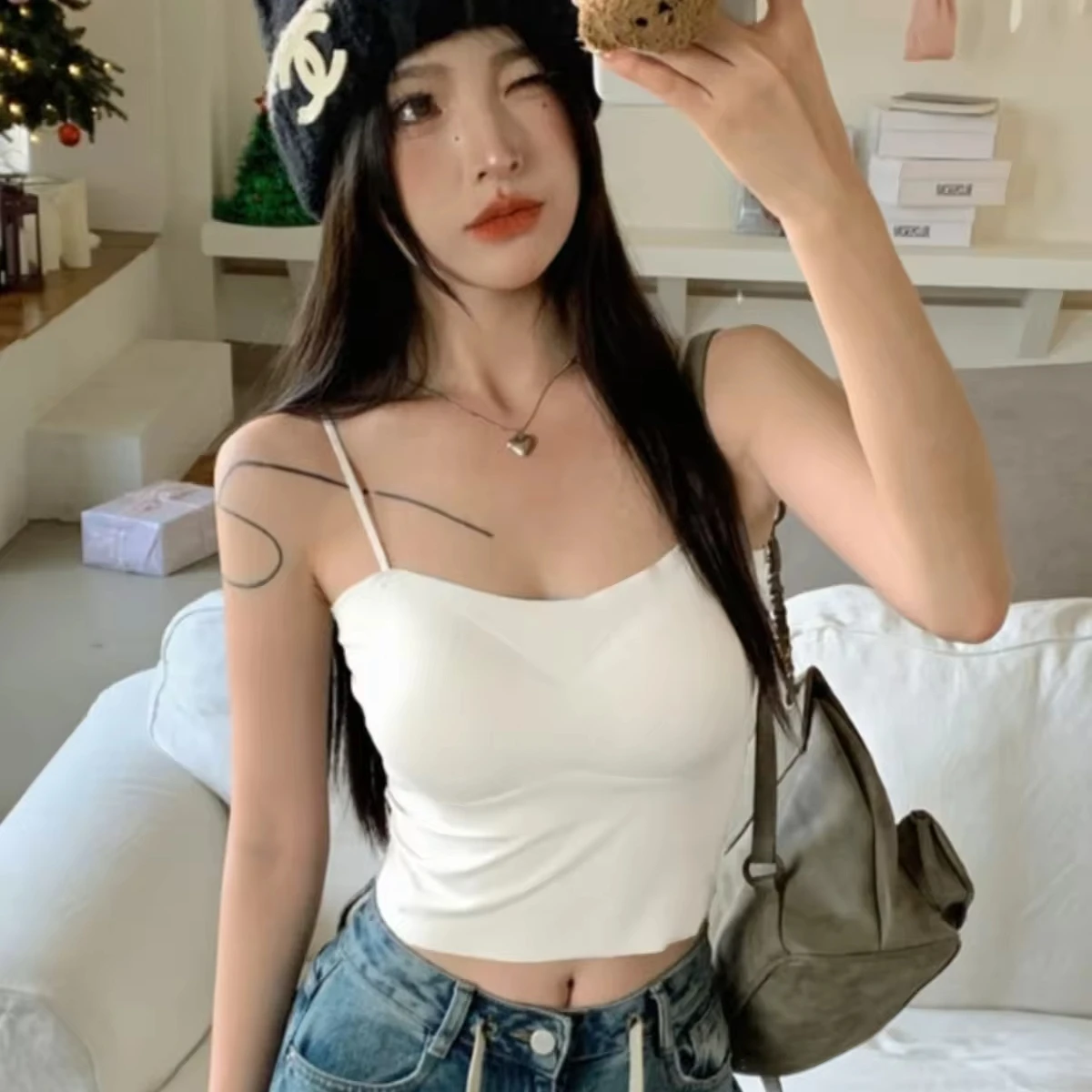 Fashionable Summer hot girl sexy women tube top vest With Bra Bustier Bralette U Back Casual Crop Tank Tops For Women
