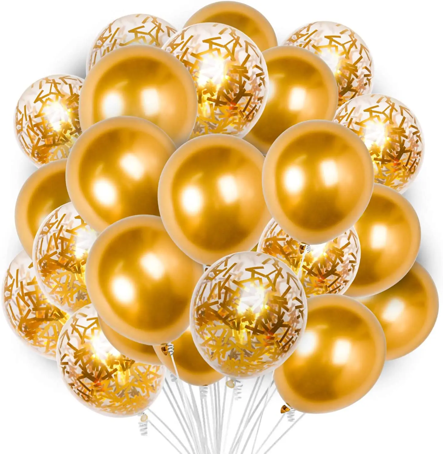 60 pcs Metallic Gold Latex Confetti Balloons Party Balloons Helium Balloons for Birthday Party Decorations
