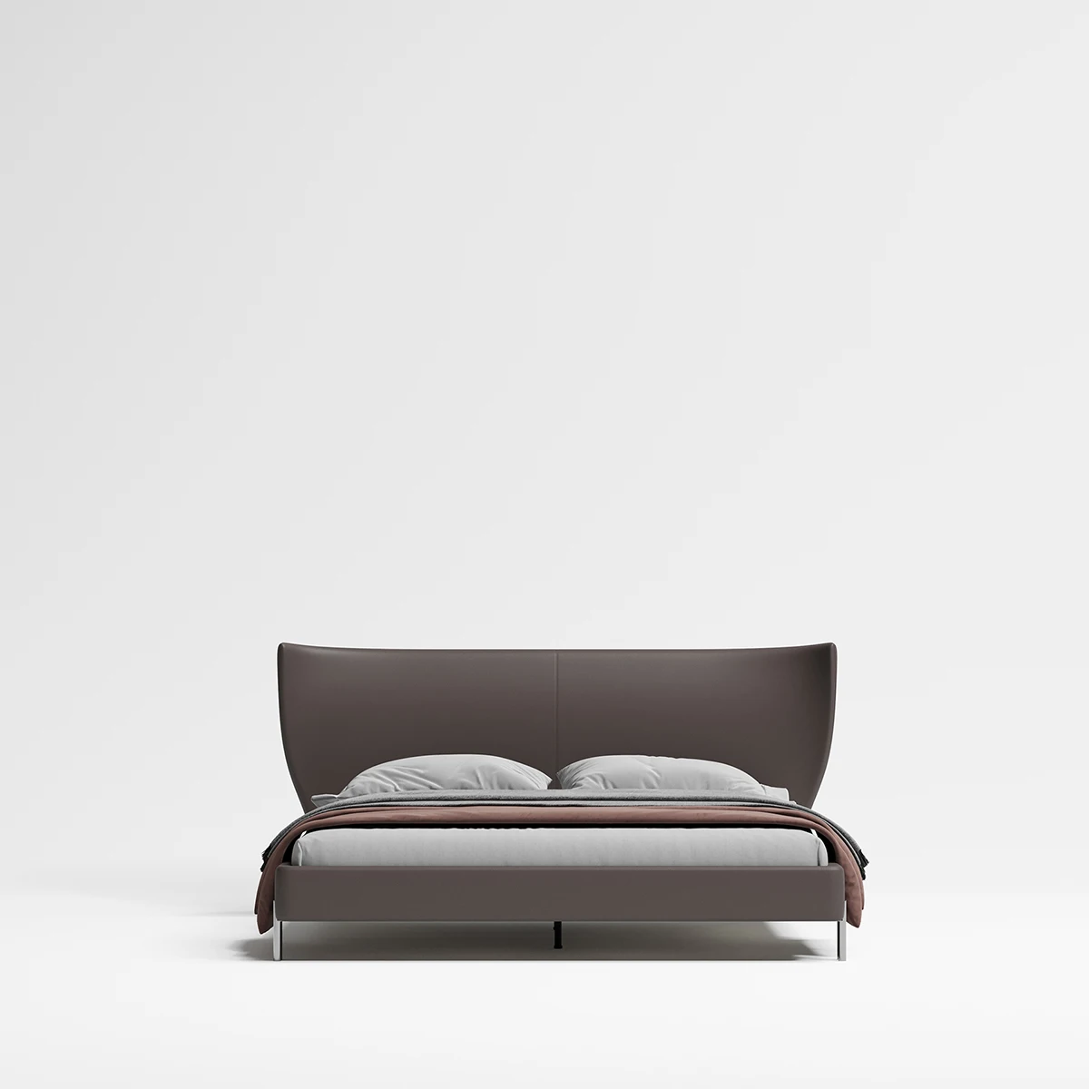 Nordic style king size leather bed hotel furniture steel base queen size double bed for master room modern bedroom leather beds