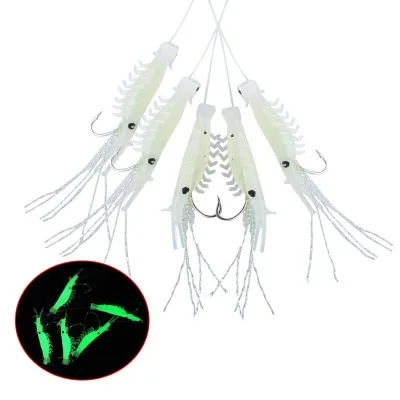 Silicone Luminous 5 Shrimp Rigs Soft Sabiki Fishing Lures