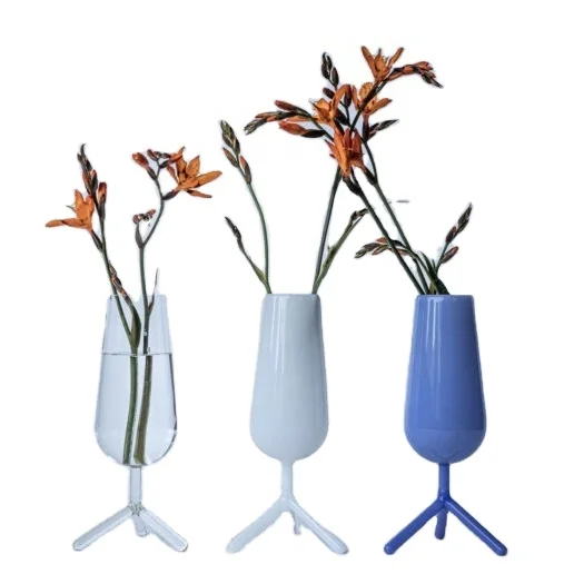 Custom Made Contemporary Clear Crystal Glass Vase For Home Decoration