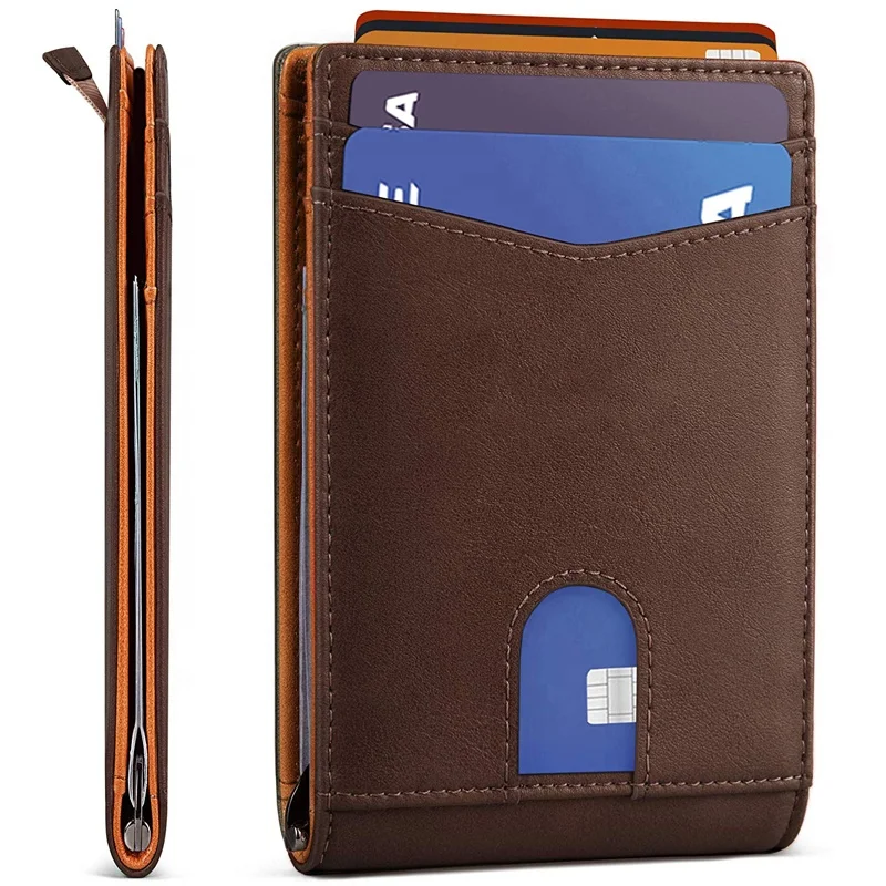 Boshiho пользовательские горячие продажи Amazon Блокировка карманные кошельки RFID двойного сложения искусственная кожа деньги минималистский Тонкий держатель для карт кошелек