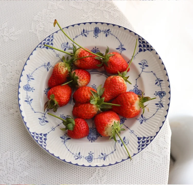 Flower Porcelain Plates and Dinnerware Factory Wholesale Blue Plate Dish Cheap Ceramic Plate Bowl Saucer Porcelain Enameled