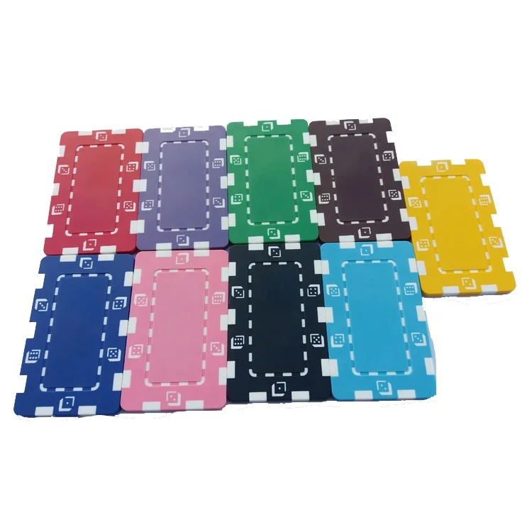 Wholesale custom rectangular colored poker plaque set dice desgin 29g 75mm abs with iron chips inside for casino gambling