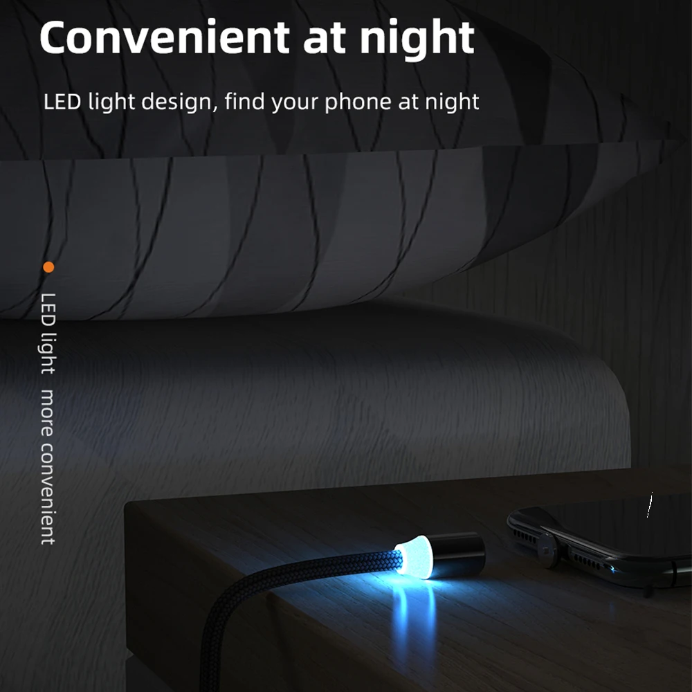  Оптовая продажа USB нейлоновый Магнитный зарядный кабель для Lightning Micro Type C