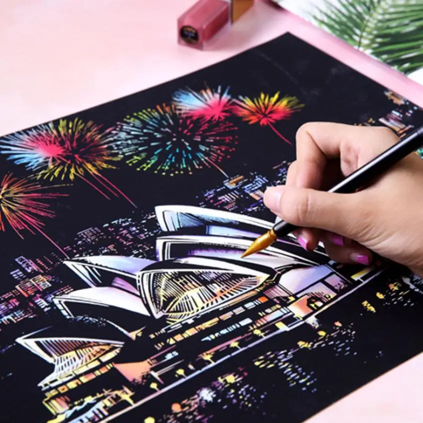 Custom scratch painting rainbow scratch art paper engraving art crafts diy creative art