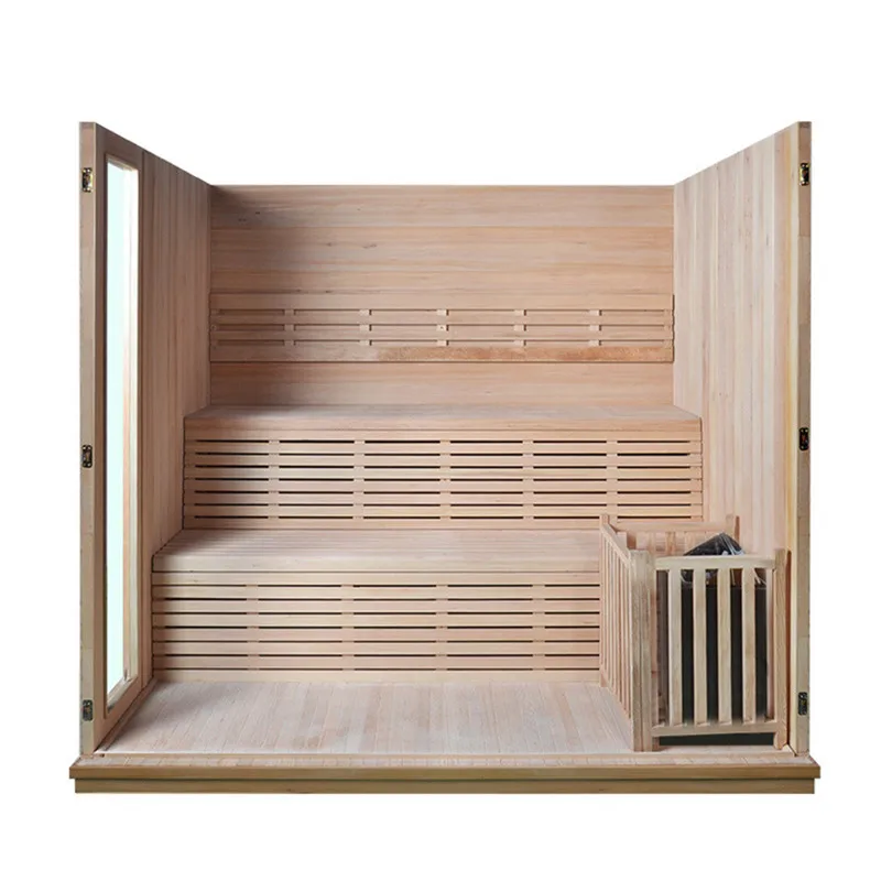 Low Price Hemlock Large Size Traditional  Sauna Indoor Steam Sauna Spa with Stove and Stone for Health Use