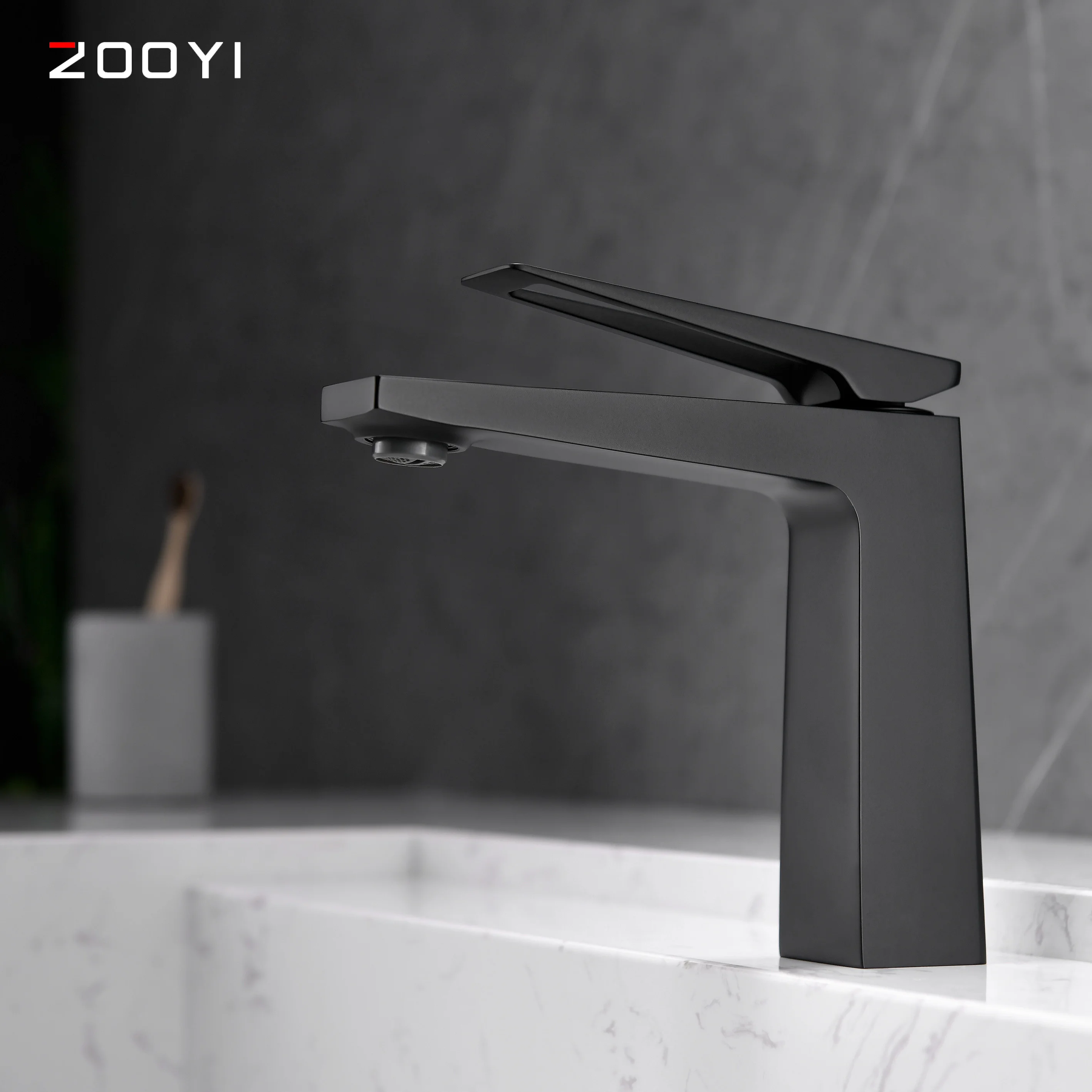 Black hot and cold water deck mounted bathroom basin mixer Kaiping sanitary ware manufacturer