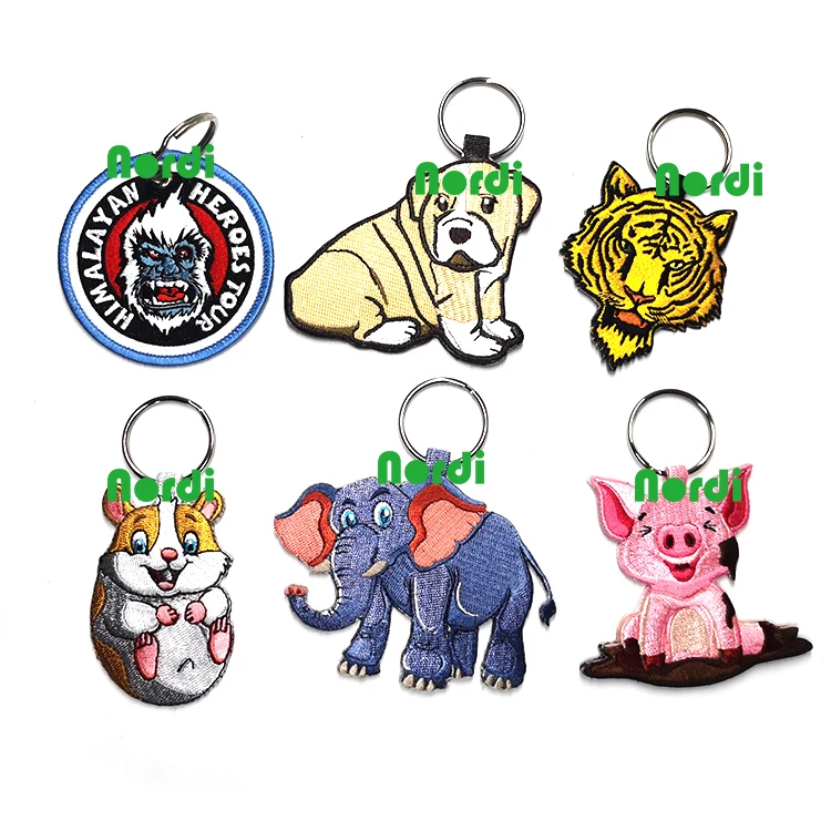 New Design Custom Motorcycle Woven Keychain Embroidered Logo Embroidery Key Chain Key Ring With Double Sided Logo