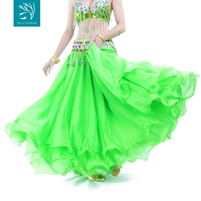 Chiffon Three Layer Belly Dance Skirt With Ruffle Fringe