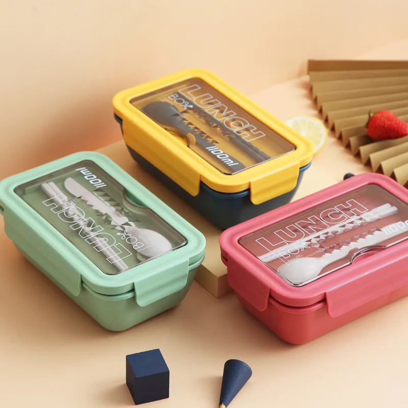 Morandi Lunch Box Japanese Creative Mobile Phone Holder Degradable Lunch Box Microwave Safe Plastic Bento Box