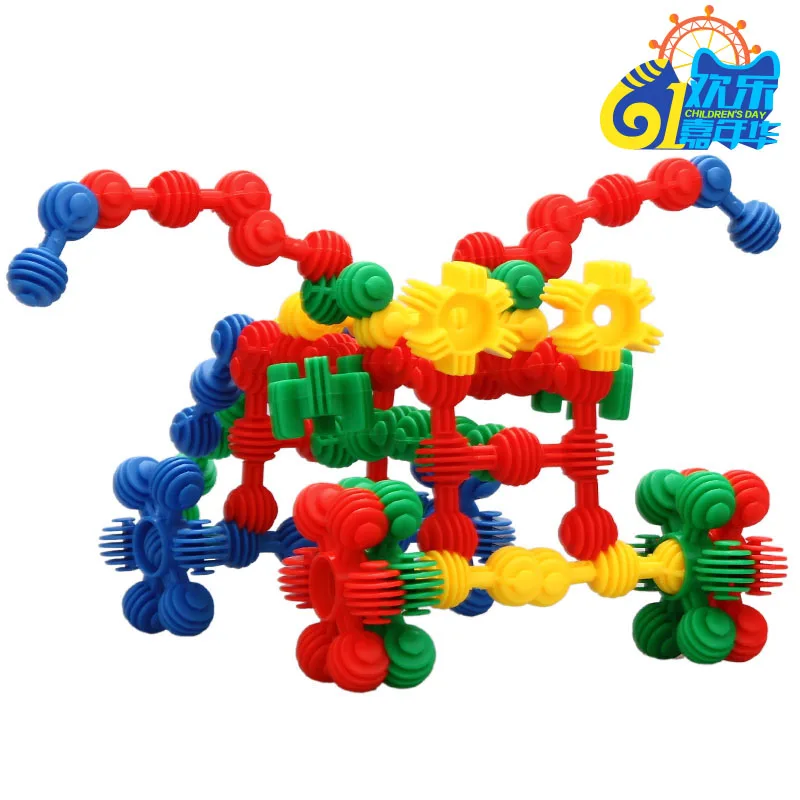 Popular Easy Construction Blocks Kids Plastic Small Children Snowflake Building Blocks Toy for Sales